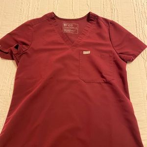 Figs Burgundy XS Catarina One Pocket Scrub Top